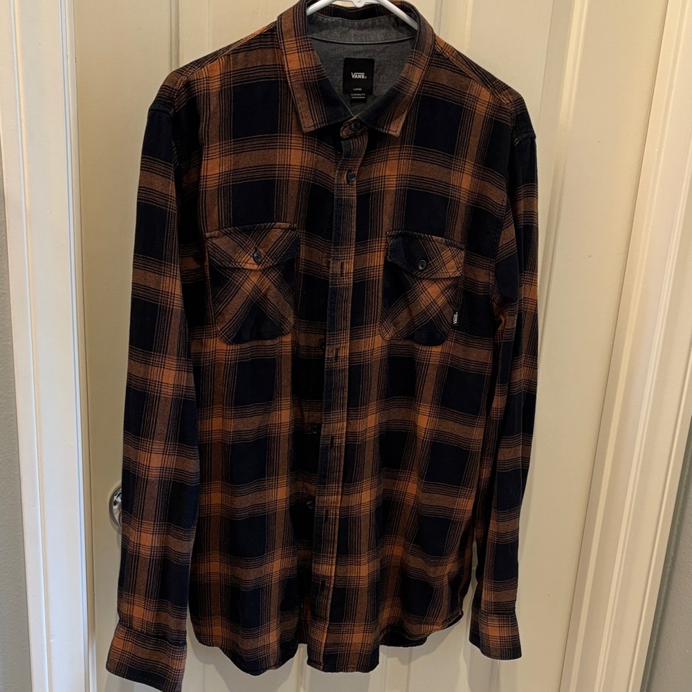 Vans Black and Orange Checkered Flannel - light weight